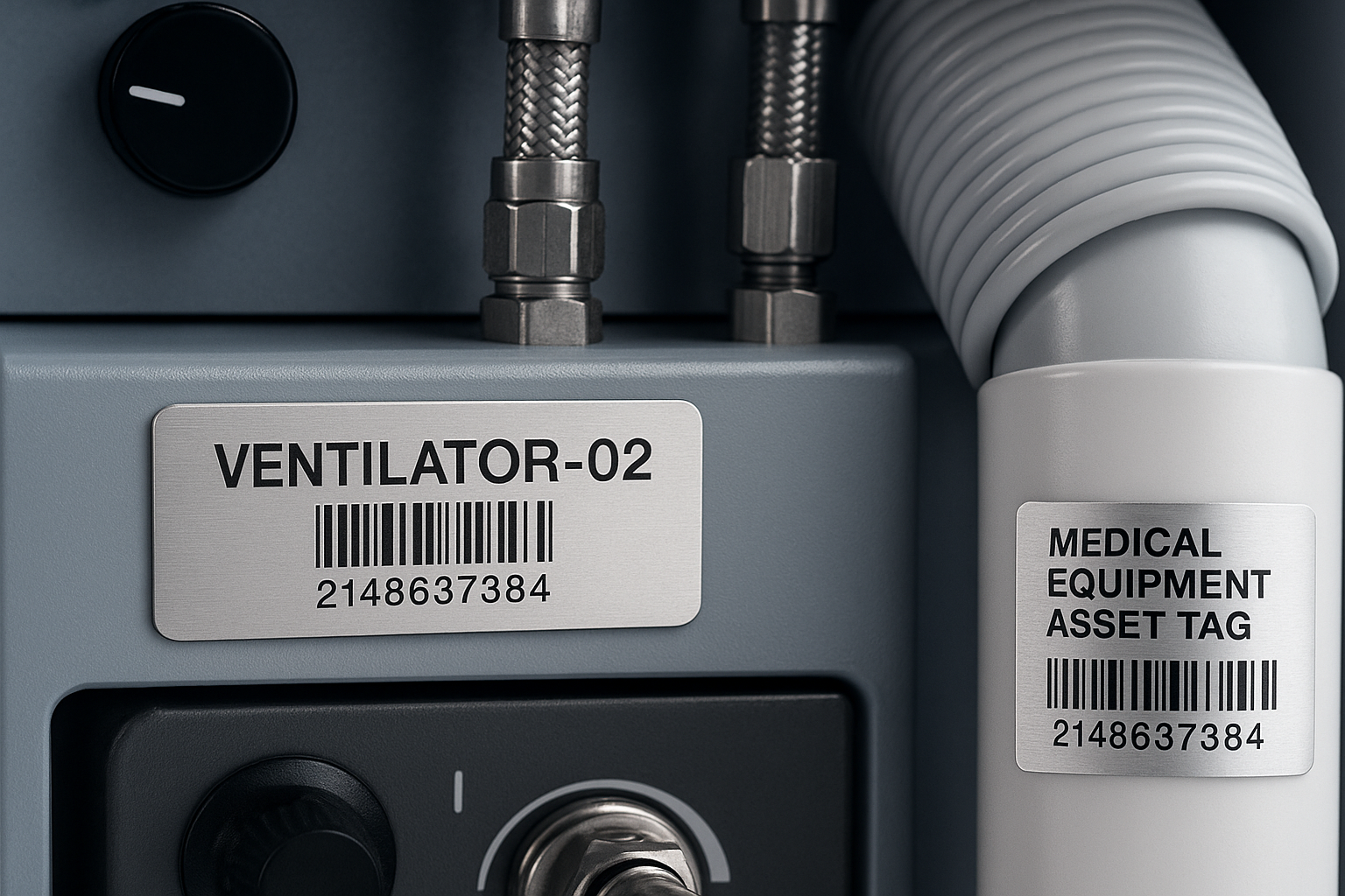 Industrial equipment tracking and asset management laser engraved