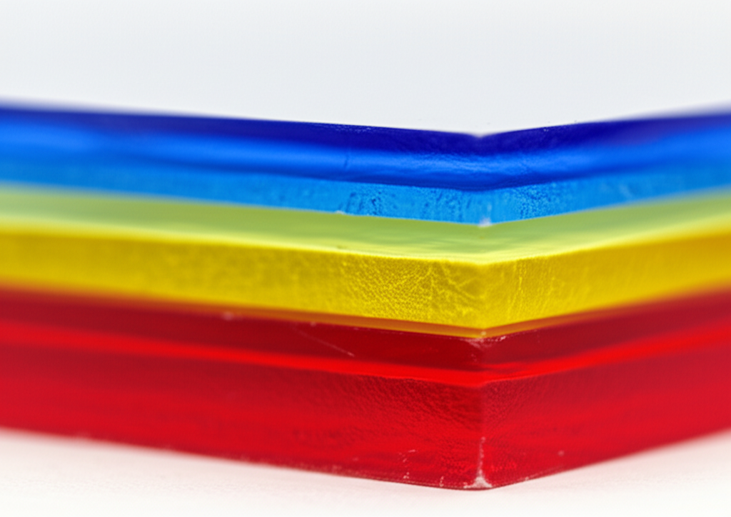 Tri-layer acrylic sample showing precision